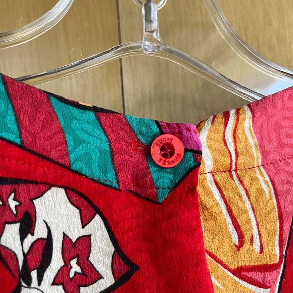 Louis Féraud Couture Designer Novelty Print Silk Blouse Asian Cranes, Bows, Butt - Picture 4 of 7